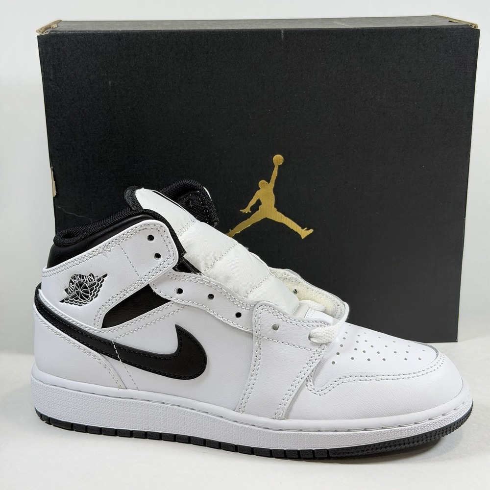 Nike Size-4.5 Y Kids Air Jordan 1 Mid GS Reverse Panda White Black